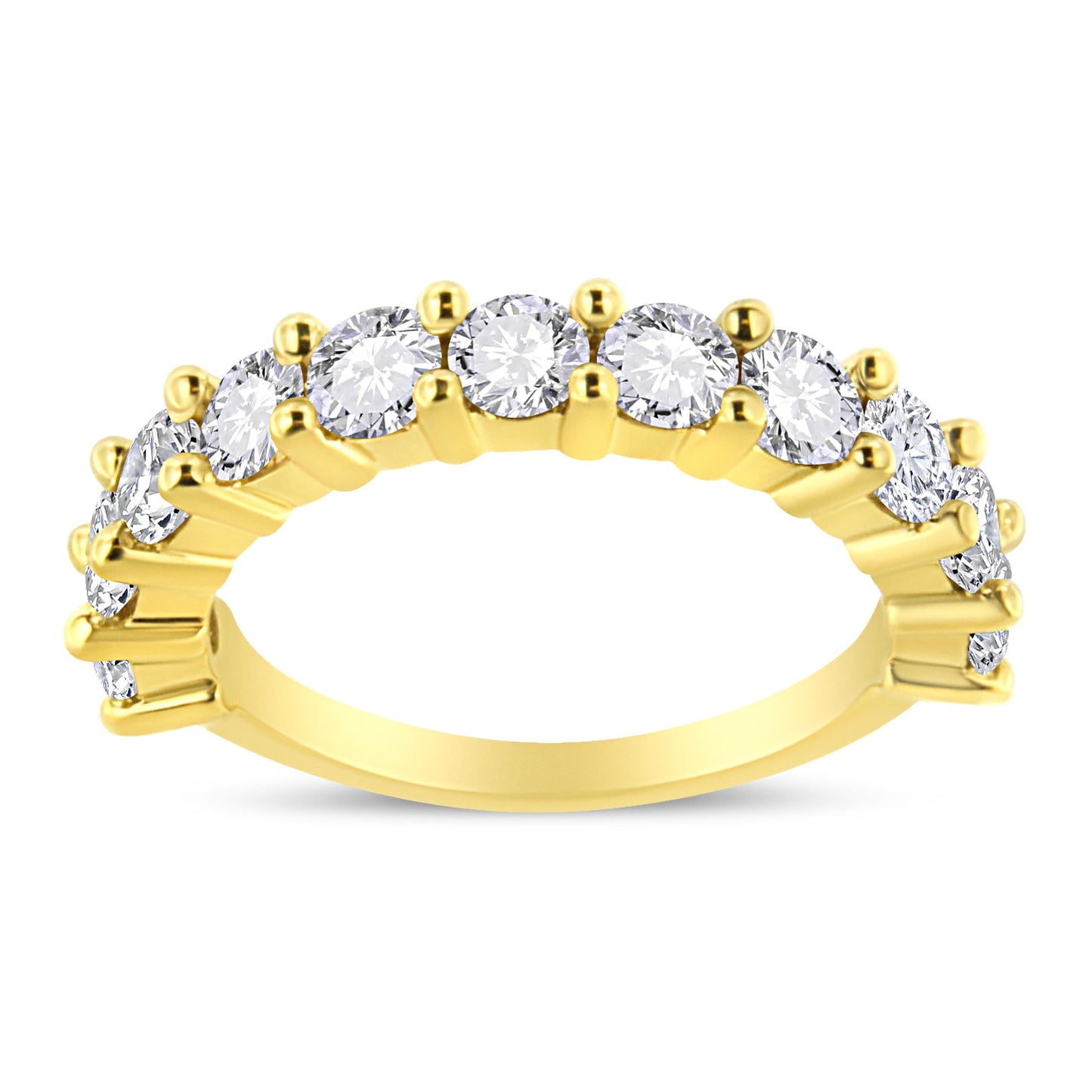 14K Yellow Gold Plated Sterling Silver 2.00 Cttw Diamond Band Ring - Size 7