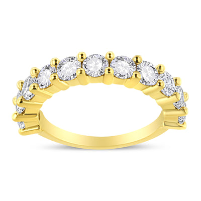 14K Yellow Gold Plated Sterling Silver 2.00 Cttw Diamond Band Ring - Size 7