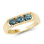 Bague de fiançailles en diamant bleu plaqué or jaune 14K