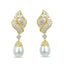 Boucles d'oreilles pendantes en or jaune 18 carats, diamants et perles de mer du Sud
