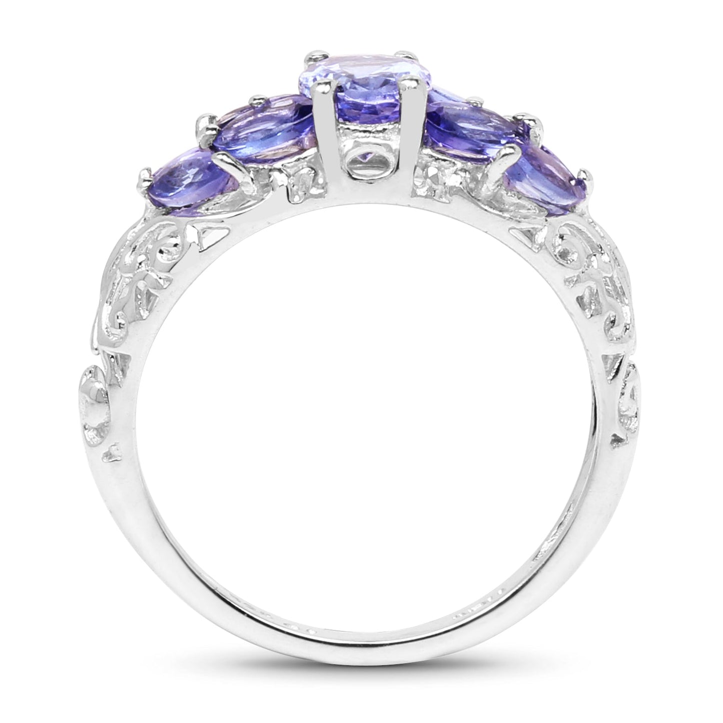 1.63 Carat Genuine Tanzanite Sterling Silver Engagement Ring