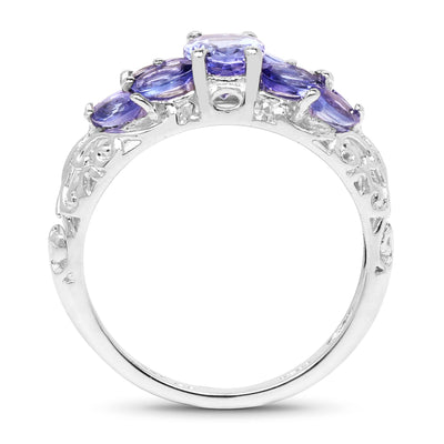 1.63 Carat Genuine Tanzanite Sterling Silver Engagement Ring