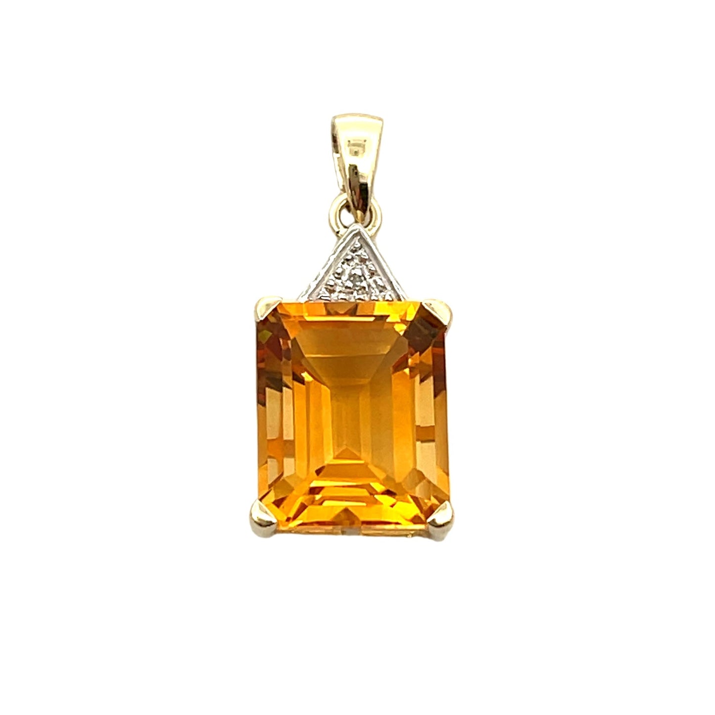 Pendentif de mode en diamant citrine en or jaune 10KT