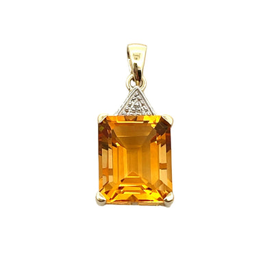 Pendentif de mode en diamant citrine en or jaune 10KT