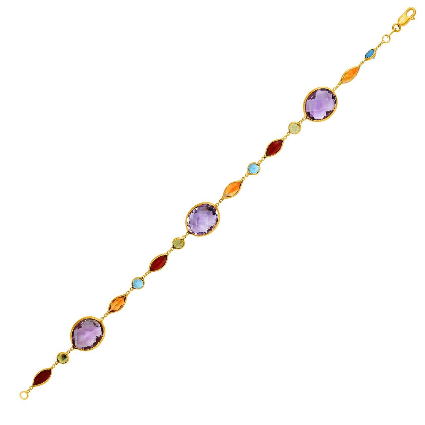 Bracelet en or jaune 14k avec pierres multicolores