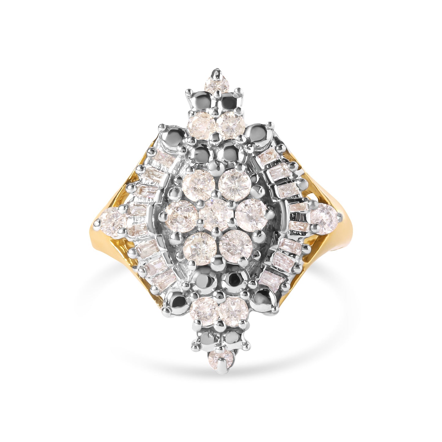 10K Yellow Gold Diamond Cluster Halo Ring - Size 7