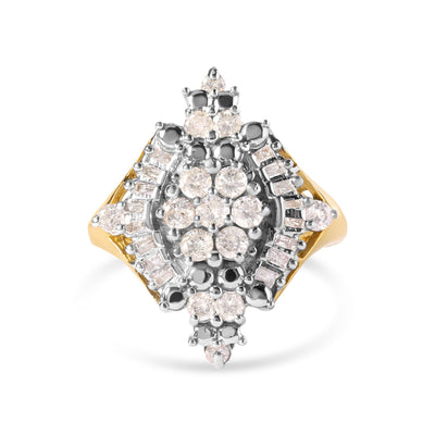 Bague Halo en Diamant en Or Jaune 10K - Taille 7
