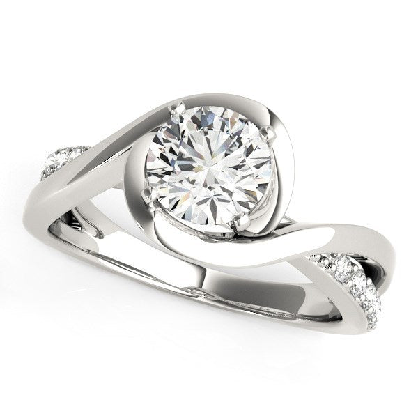14k White Gold Split Band Bypass Diamond Engagement Ring