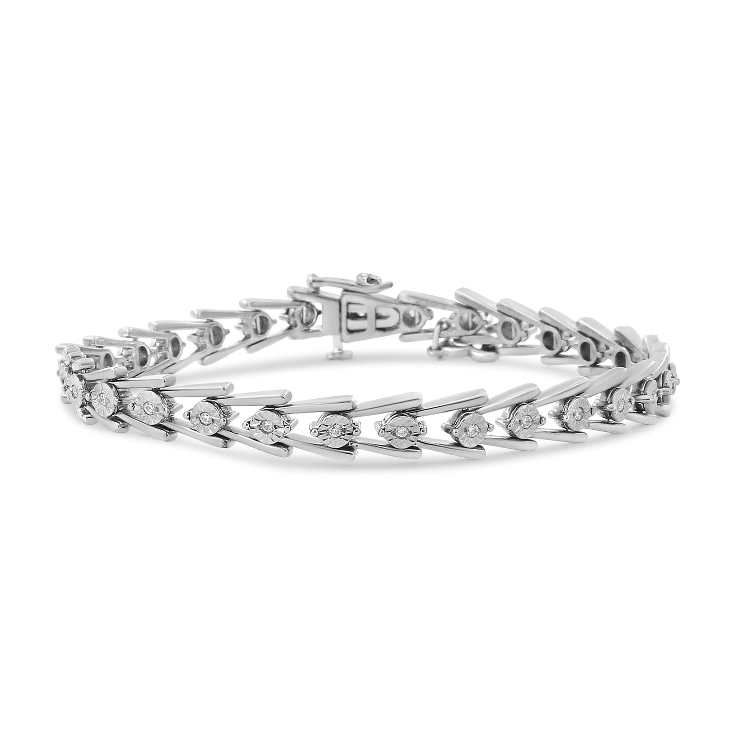 Pulsera de Tenis Doble Swoosh de Diamante de Plata Esterlina .925 - Tamaño 7.75