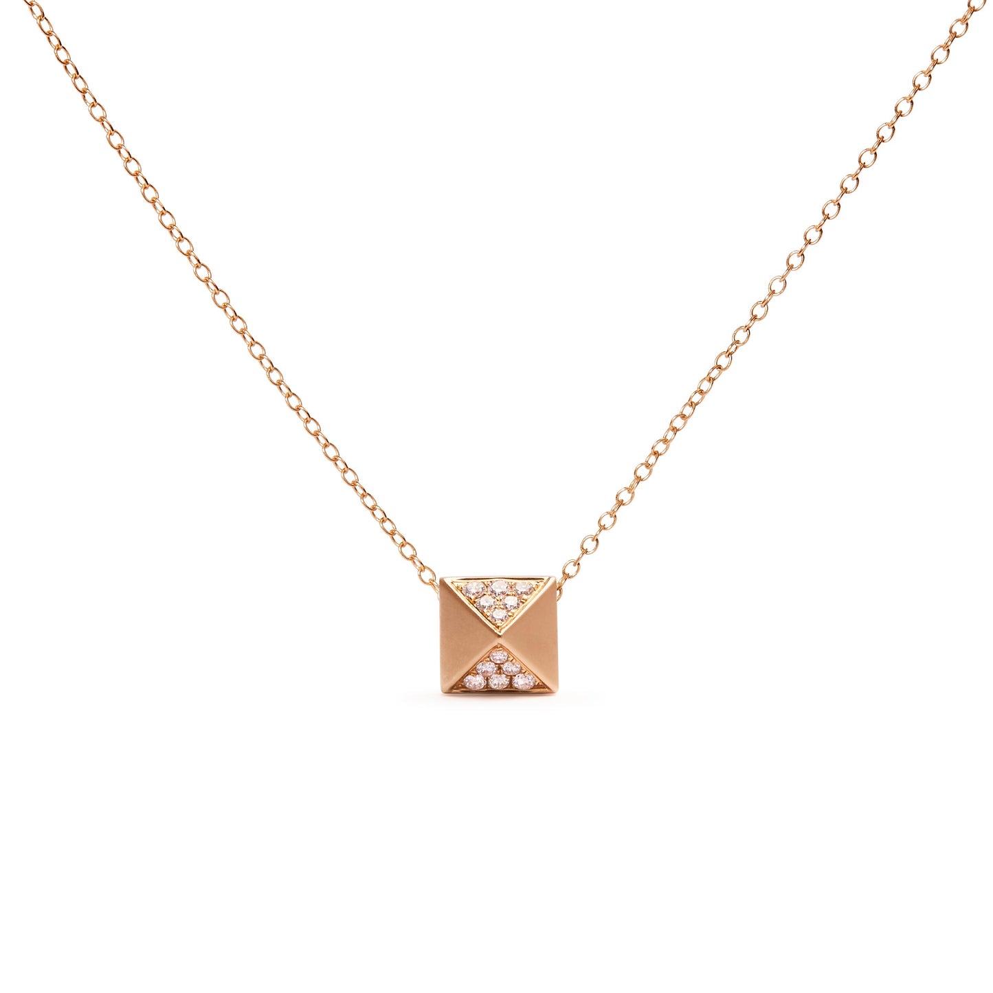 Collier Pendentif Pyramid en Diamant en Or Jaune 14K - 18 Pouces