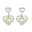 Pendientes de Diamante Cortado Redondo de Dos Tonos de 14K