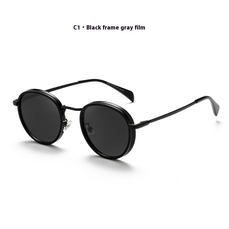 Lunettes de soleil rétro à monture ronde avec verres réfléchissants