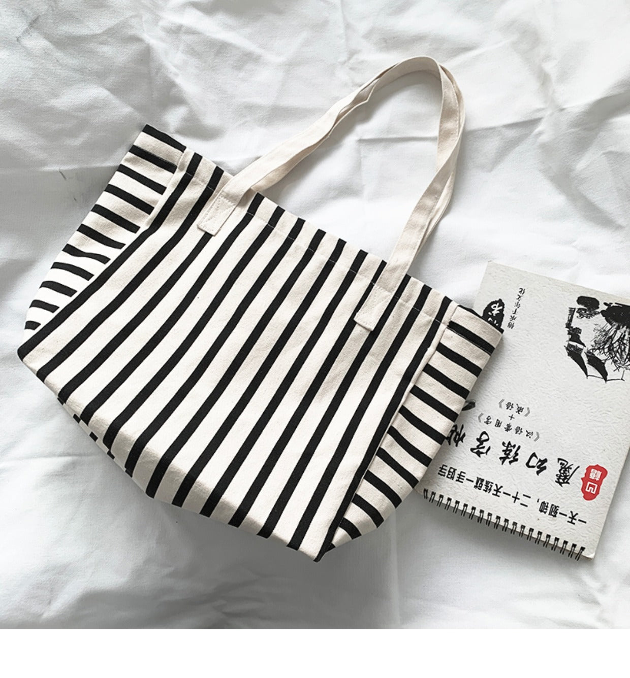 Mochila de Lona a Rayas con Estilo para Mujeres - Gran Capacidad