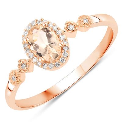 0.48 Carat Morganite and Diamond Halo Ring in 10K Rose Gold