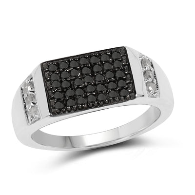 0.55 Carat Black and White Diamond Sterling Silver Engagement Ring