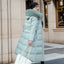 Winter Slim Long Jacket with Fur Hood for Women