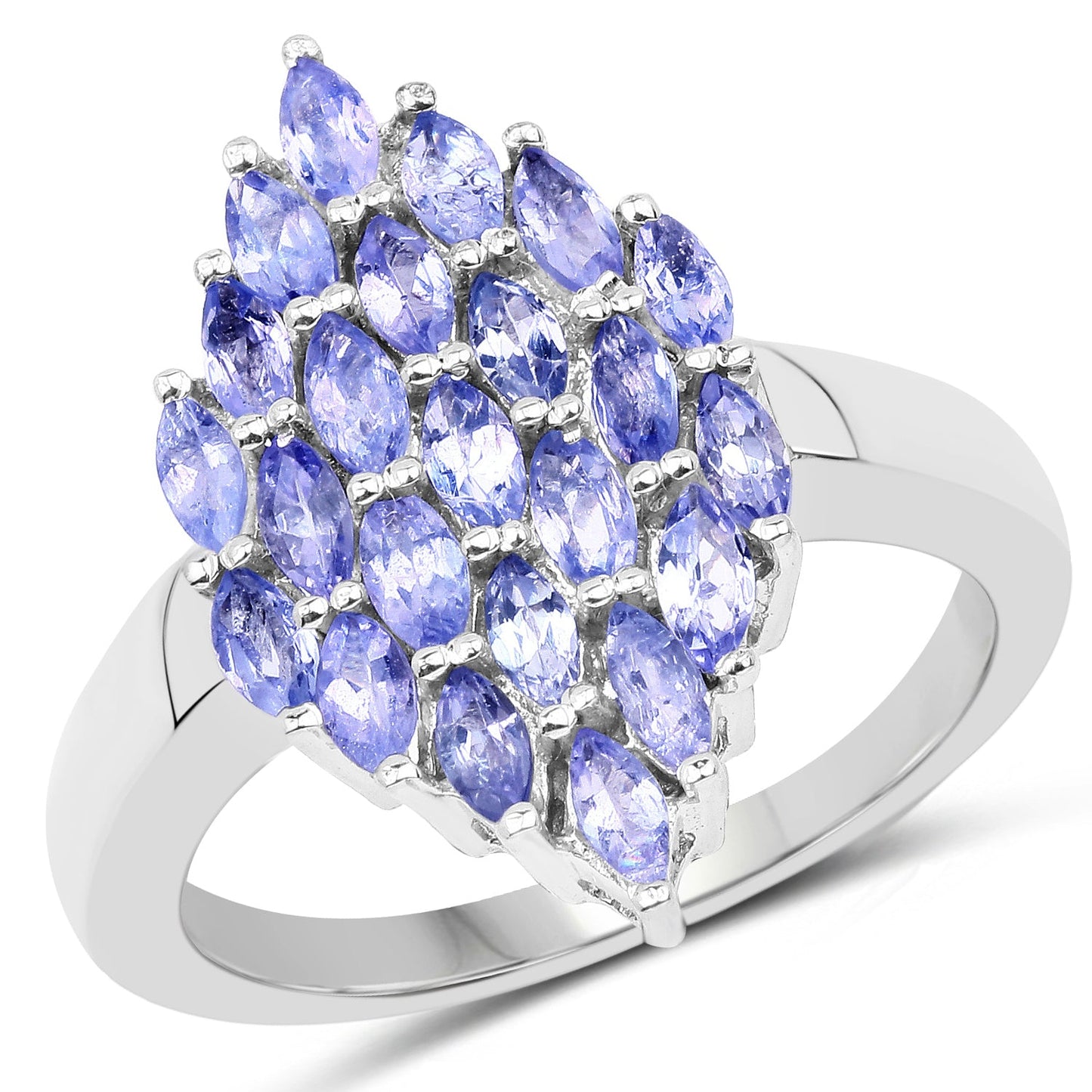 1.84 Carat Genuine Tanzanite Sterling Silver Engagement Ring
