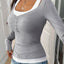 Camiseta de Estilo de Dos Piezas con Escote Redondo