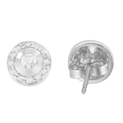 Pendientes de diamante corte redondo de oro blanco de 14K