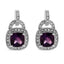 .925 Sterling Silver Amethyst & Diamond Accent Dangle Earrings