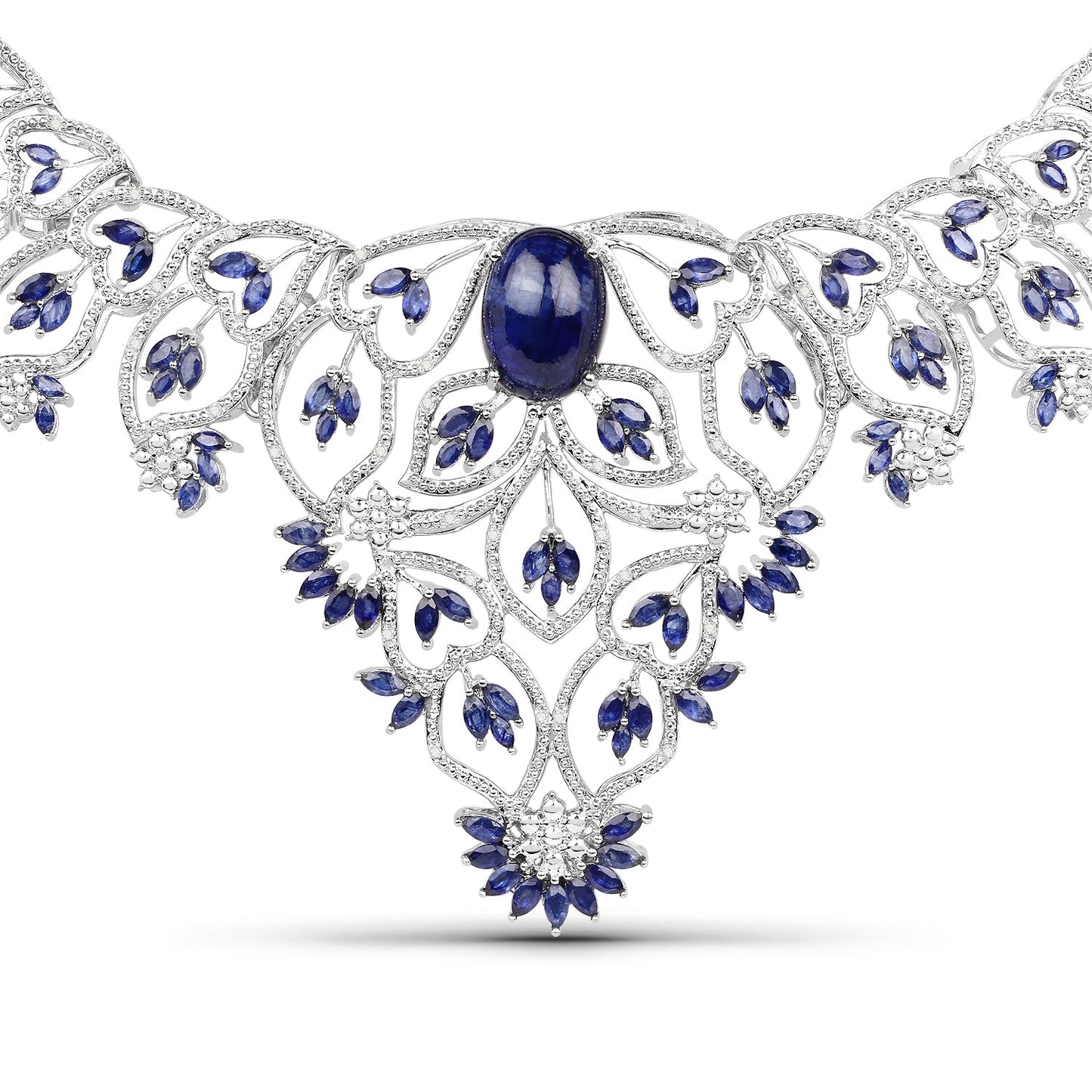Collar de Zafiro y Diamante de 40.93 Quilates en Plata Esterlina .925