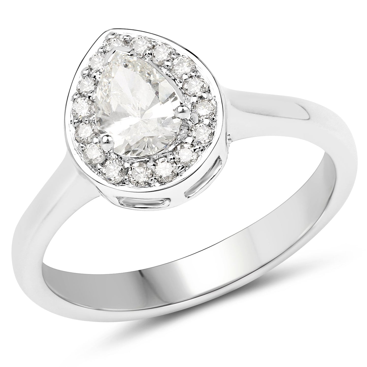 Anillo de Compromiso de Diamante Genuino de 0.64 Quilates en Oro Blanco de 14K