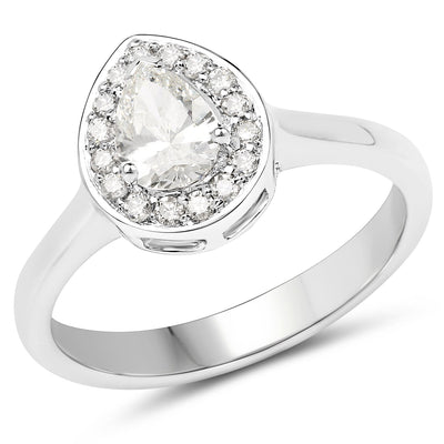 Bague de fiançailles en diamant véritable de 0,64 carat en or blanc 14K