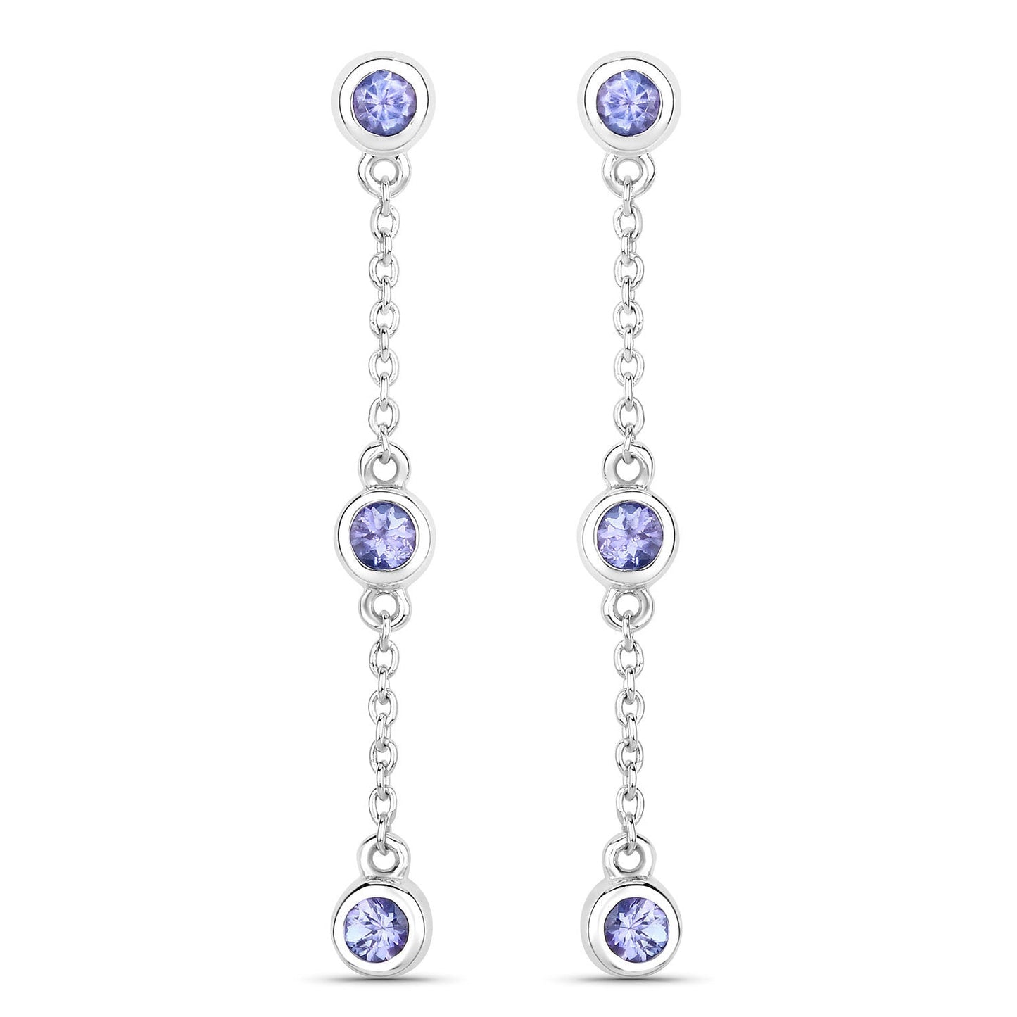 0.60 Carat Genuine Tanzanite Sterling Silver Earrings