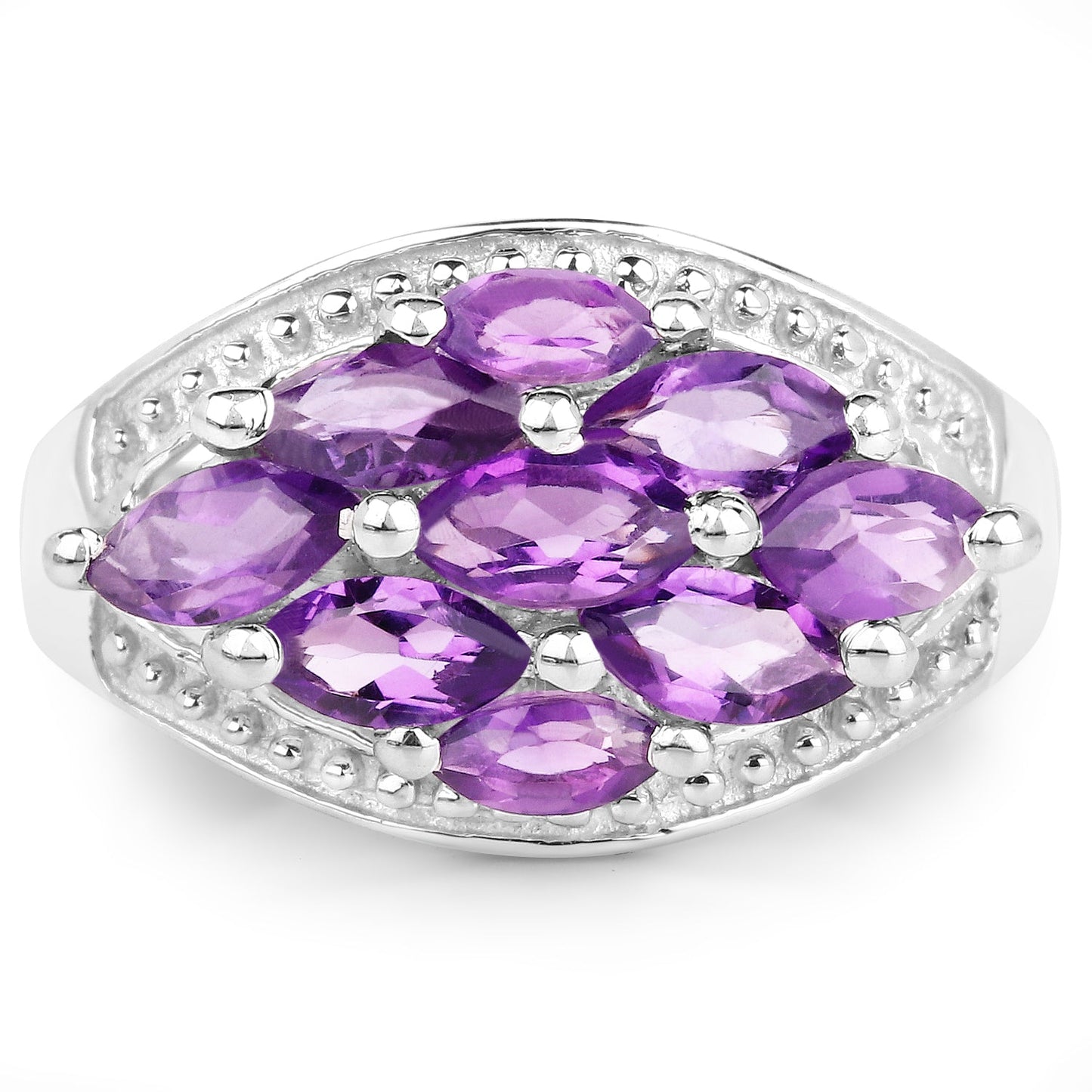 Bague en argent sterling .925 avec améthyste véritable de 1,91 carat