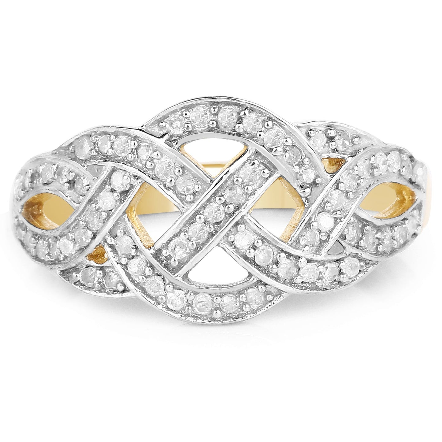Bague cocktail en diamant plaquée or jaune 14K