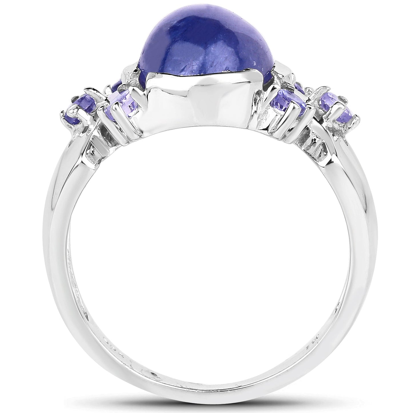 3.76 Carat Genuine Tanzanite Sterling Silver Engagement Ring