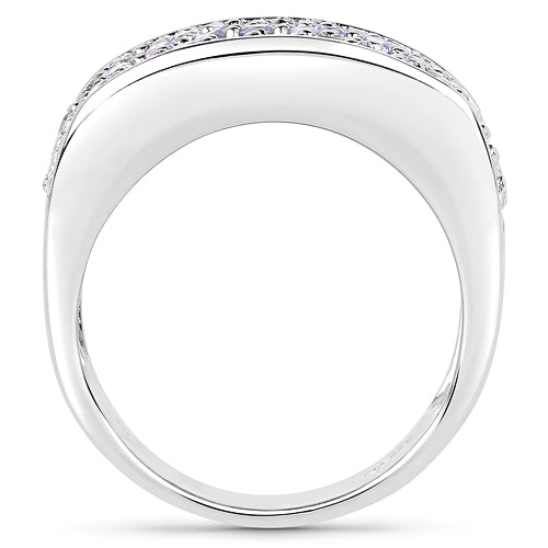 1.42 Carat Genuine Tanzanite Cluster Ring in Sterling Silver