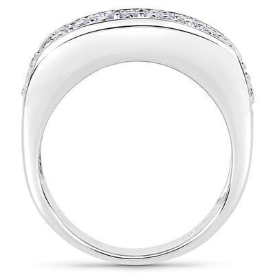 Bague en cluster de tanzanite véritable de 1,42 carat en argent sterling