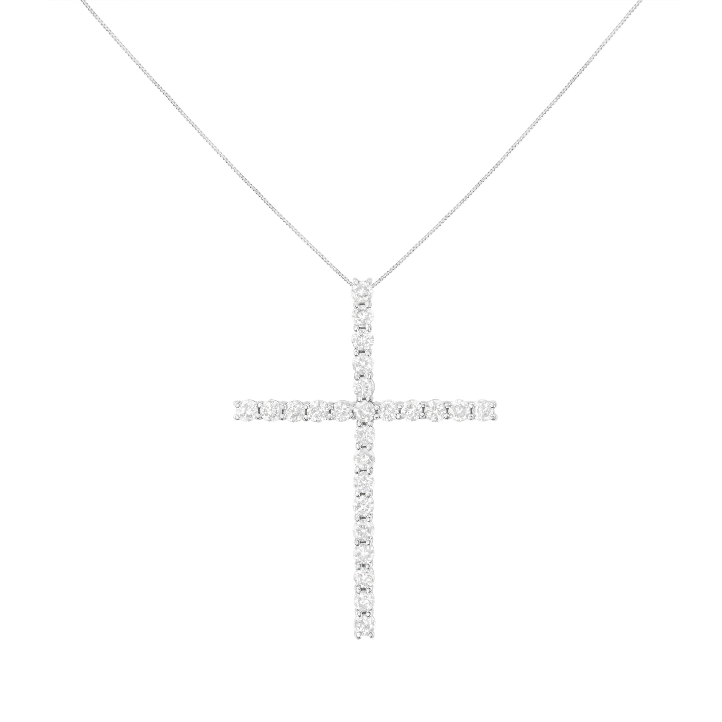 Collar con Colgante de Cruz de Diamante de Plata Esterlina .925 - 18"