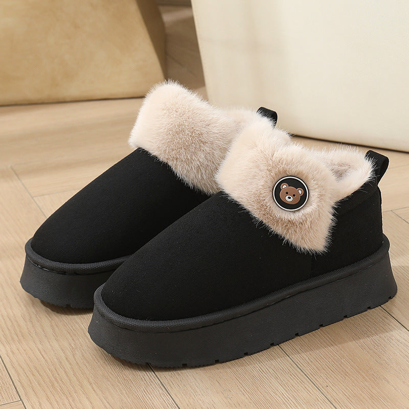 Chaussons en coton à enroulement de cheville - Chaussures épaisses antidérapantes et chaudes