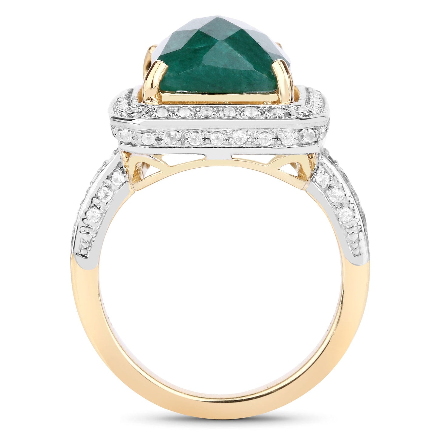 5.18 Carat Dyed Emerald & White Topaz Sterling Silver Ring