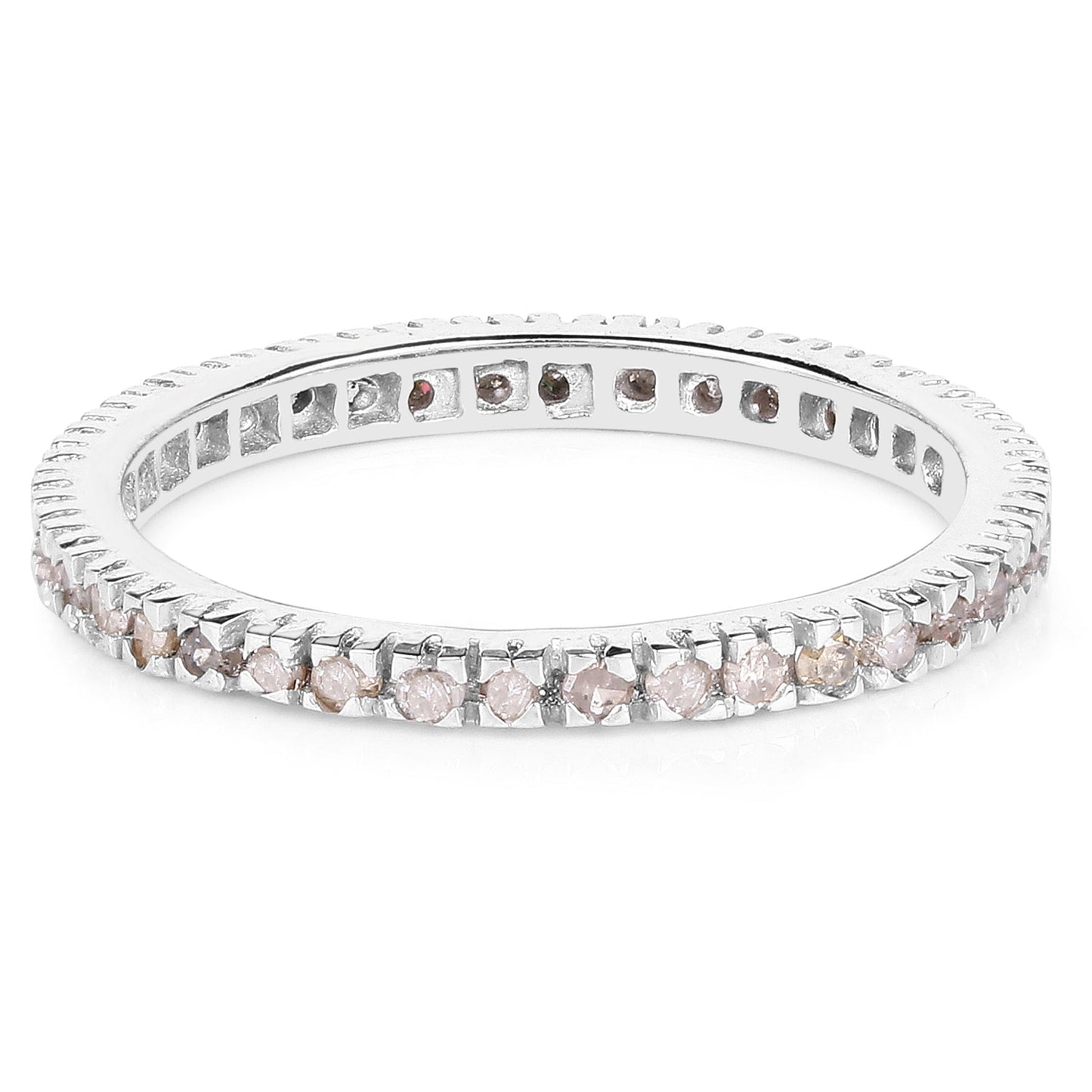 Anillo de Diamante Champagne Genuino de 0.57 Quilates en Plata Esterlina