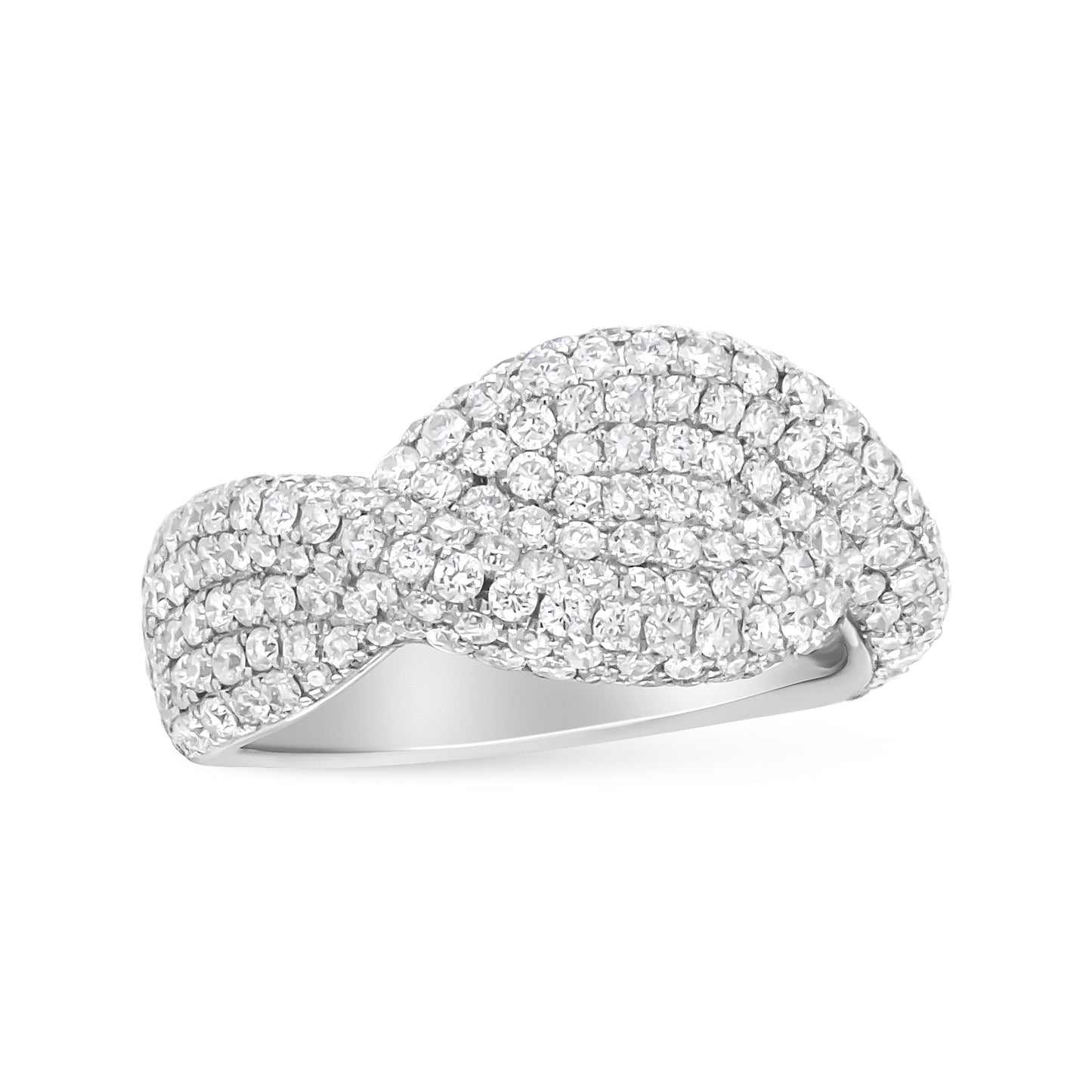 18K White Gold Cluster Diamond Fashion Ring - Size 7