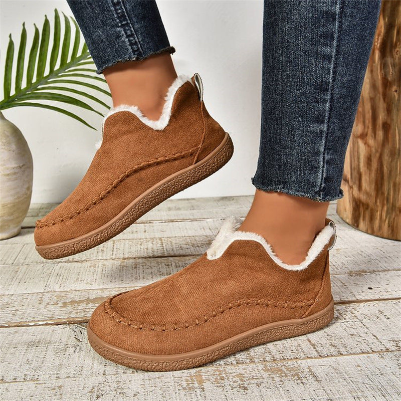 Fashion V-Cut Plush Ankle Boots for Women
