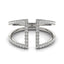 Bague en diamant à double bande en or blanc 14 carats au style ouvert