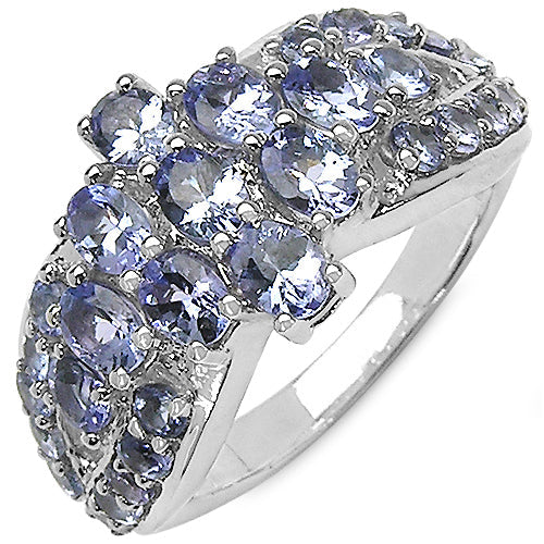 2.43 Carat Genuine Tanzanite Sterling Silver Engagement Ring