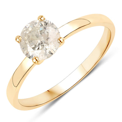Bague en or jaune 14K avec diamant TLC de 0,90 carat