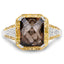 Bague cocktail en quartz fumé et diamants de 3,48 carats en argent sterling