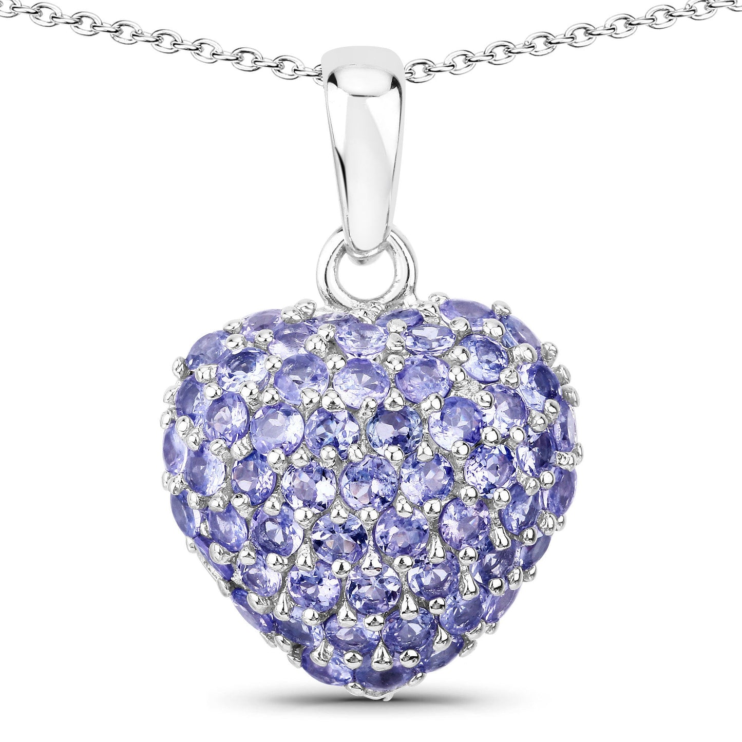Pendentif en cœur en tanzanite véritable de 7,00 carats en argent sterling