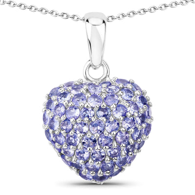 7.00 Carat Genuine Tanzanite Heart Pendant in Sterling Silver