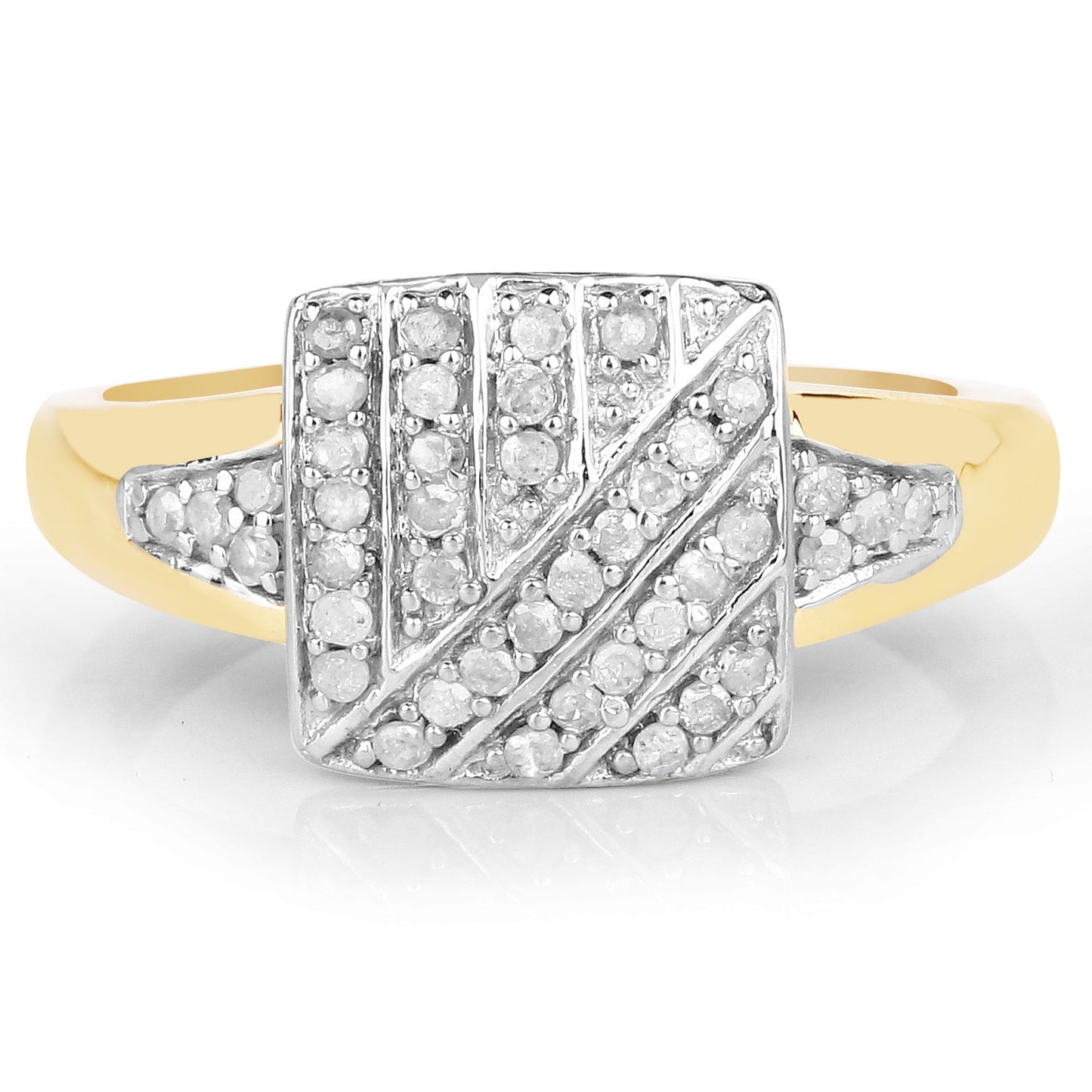 14K Yellow Gold Plated Diamond Cocktail Ring