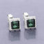 1.55 Carat Genuine Green Tourmaline and White Diamond Earrings