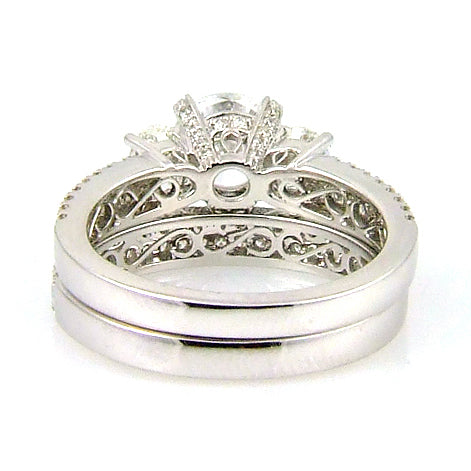 Conjunto de Anillo de Compromiso Natural de 1.05ct en Oro Blanco de 18KT