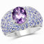 4.21 Carat Genuine Amethyst and Tanzanite Sterling Silver Ring