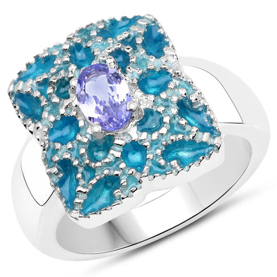 0.44 Carat Genuine Tanzanite Sterling Silver Engagement Ring